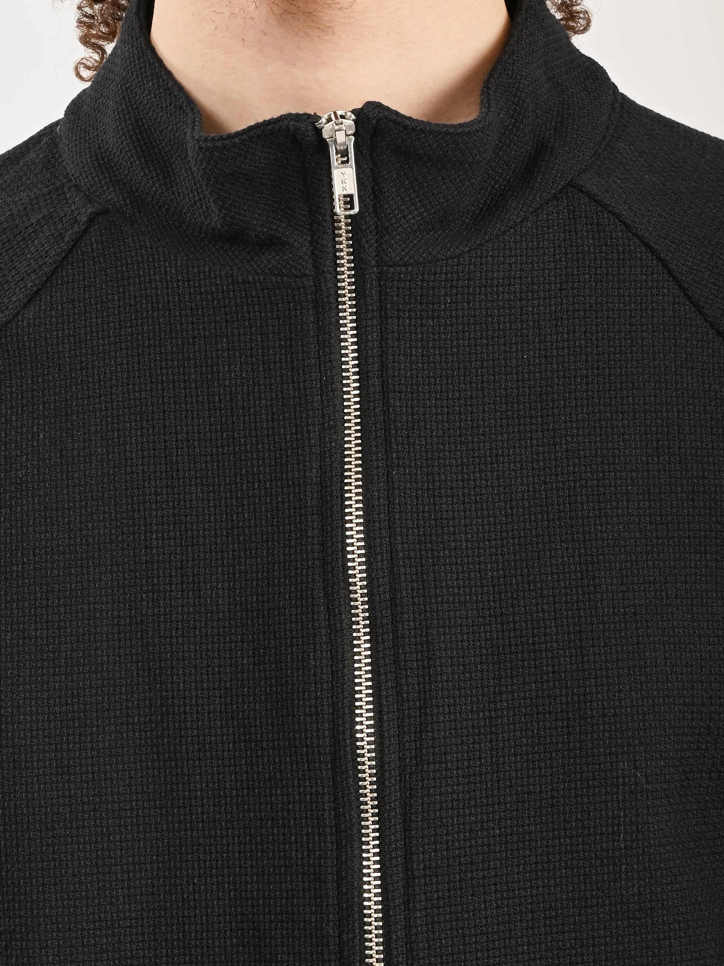 Black Leisure Woven Zip Up