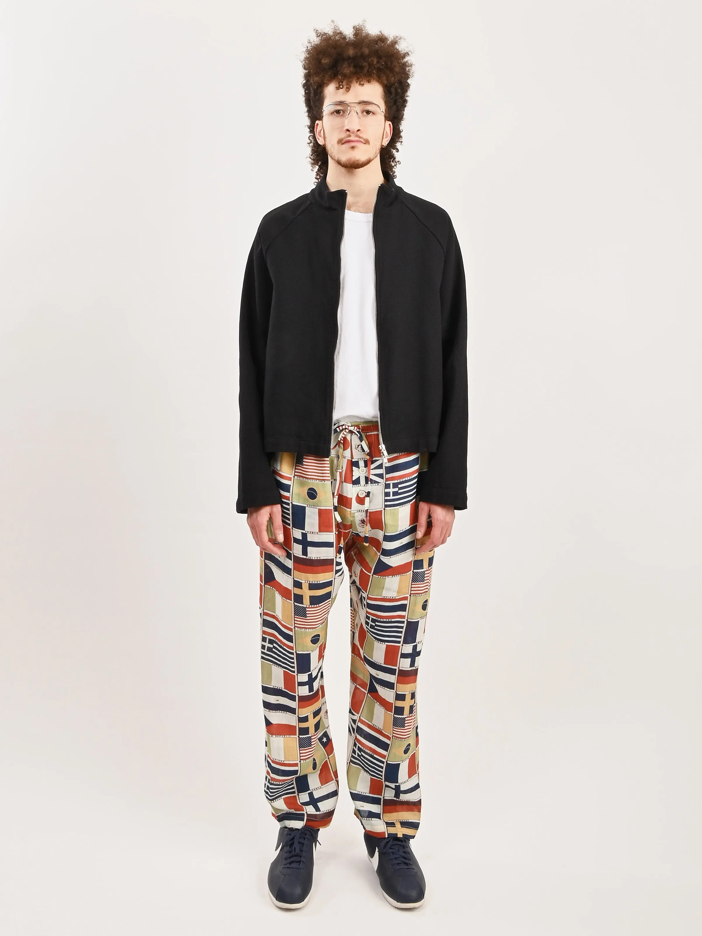 Black Leisure Woven Zip Up