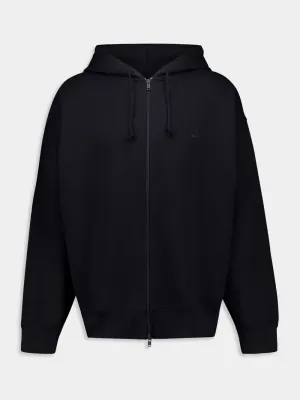 Black Zip-Up Hooded Sweatshirt