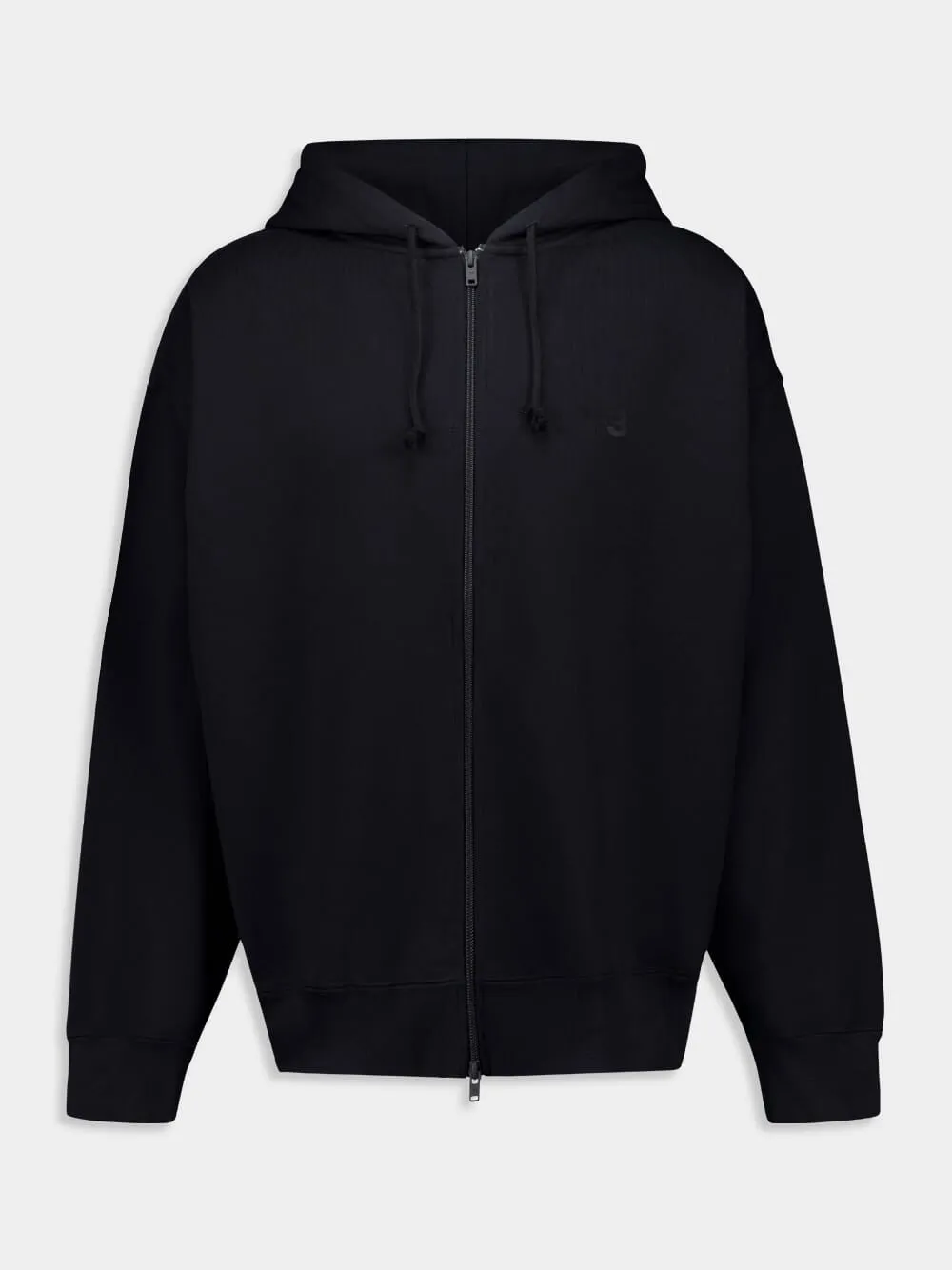 Black Zip-Up Hooded Sweatshirt