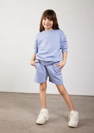 Blue Organic Cotton Crewneck Sweatshirt