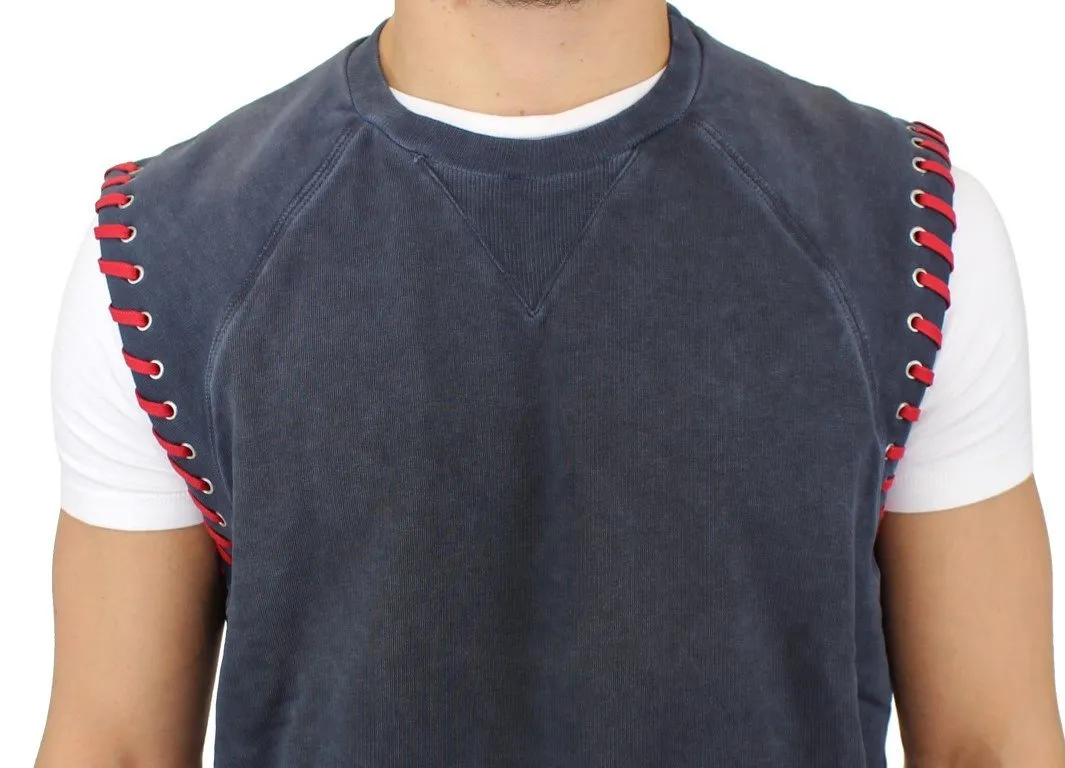 Blue sleeveless vest sweater