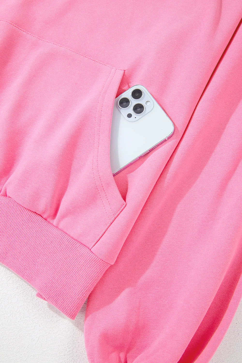 Bonbon Zip-up Stand Neck Kangaroo Pocket Sweatshirt
