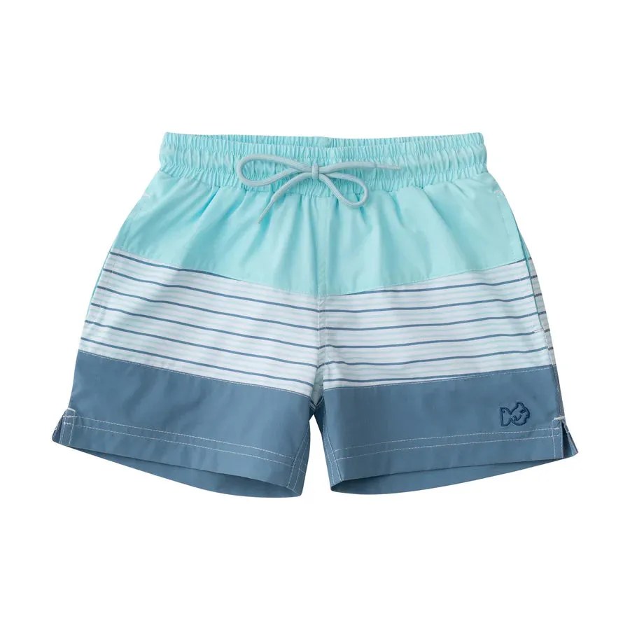 BOYS' BOOGIE BOARD SWIM TRUNK IN WATERSPOUT GREEN AND MULTI STRIPE COLORBLOCK