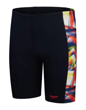 Boys Digital Allover Panel Swim Jammer - Black/Red