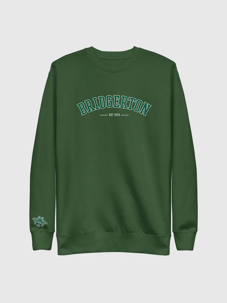 Bridgerton Varsity Embroidered Crewneck Sweatshirt [Forest Green]