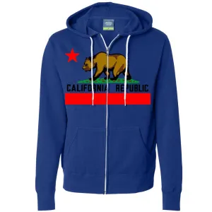 California Republic Borderless Bear Flag Black Text Zip-Up Hoodie