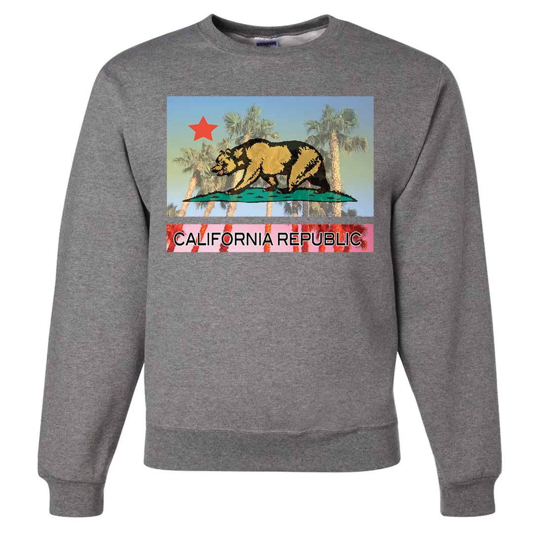 California Republic Palm Tree Bear Crewneck Sweatshirt