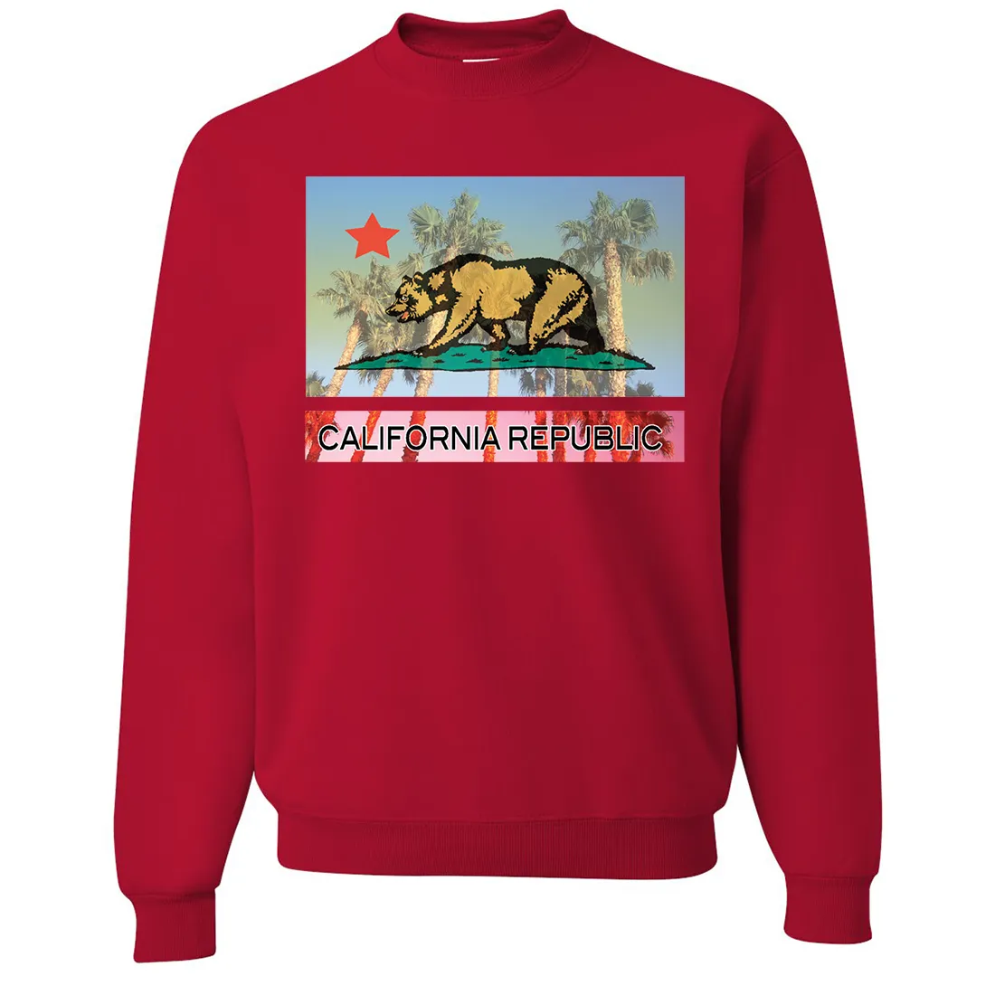 California Republic Palm Tree Bear Crewneck Sweatshirt