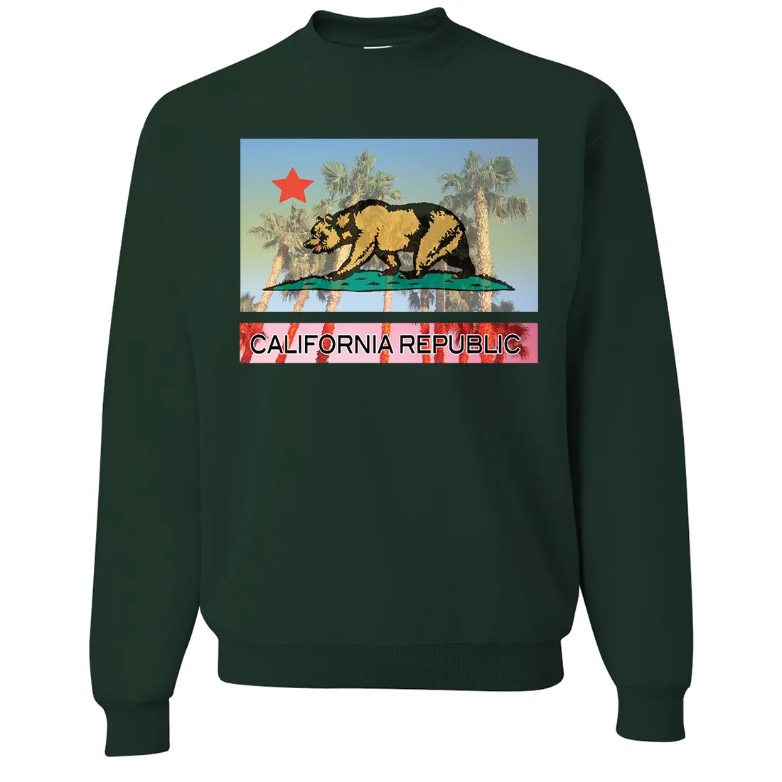California Republic Palm Tree Bear Crewneck Sweatshirt