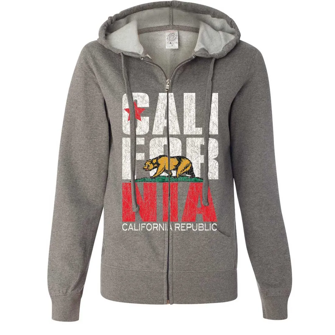 California Republic Vintage Retro Ladies Zip-Up Hoodie
