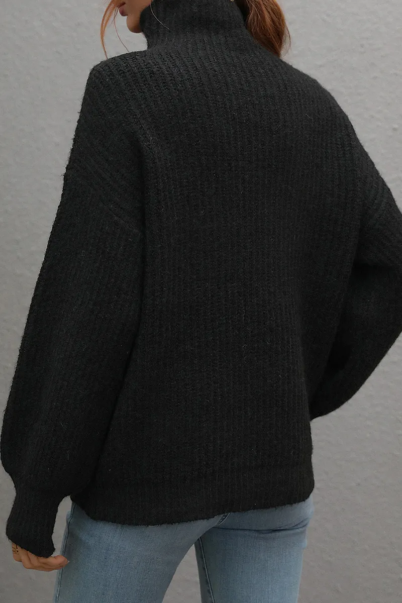 Casual Solid Patchwork Turtleneck Sweater(6 Colors)