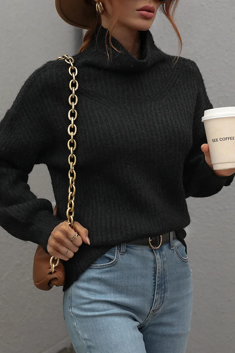 Casual Solid Patchwork Turtleneck Sweater(6 Colors)