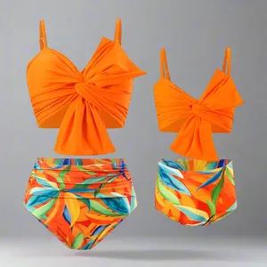 Chic Mother-Daughter Two-Piece Swimsuit - Family Matching Swimwear in Vibrant Colors
