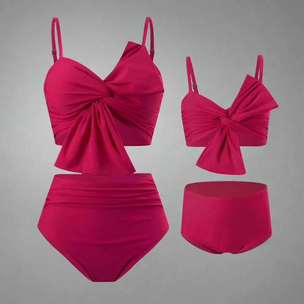 Chic Mother-Daughter Two-Piece Swimsuit - Family Matching Swimwear in Vibrant Colors