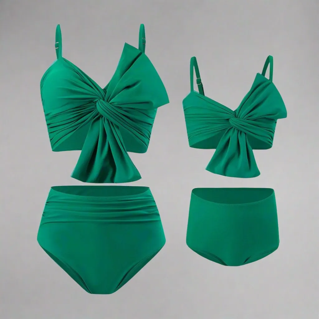 Chic Mother-Daughter Two-Piece Swimsuit - Family Matching Swimwear in Vibrant Colors