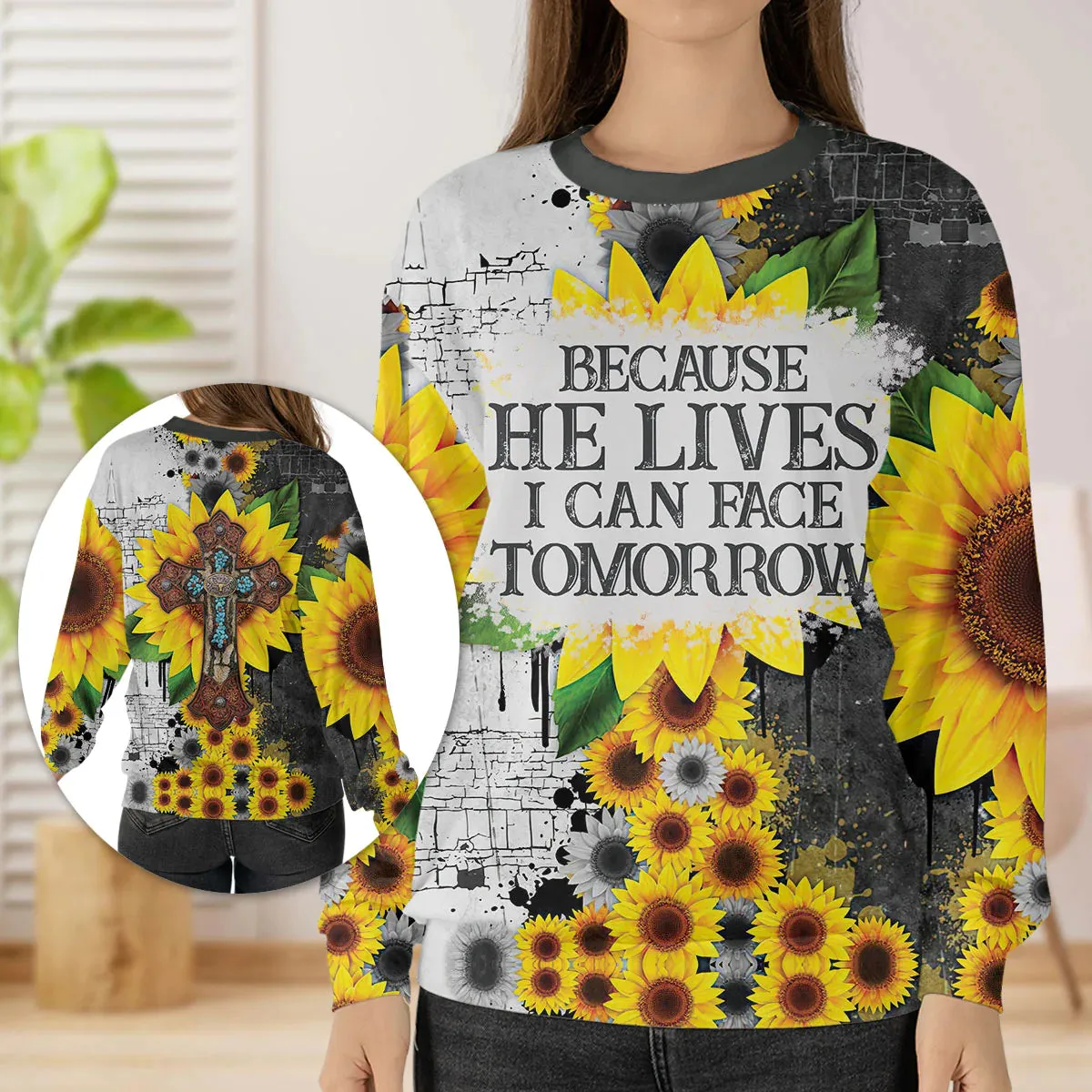 Christianartbag 3D Sweater, Because He Lives I Can Face Tomorrow, Unisex Sweater, Christmas Gift.
