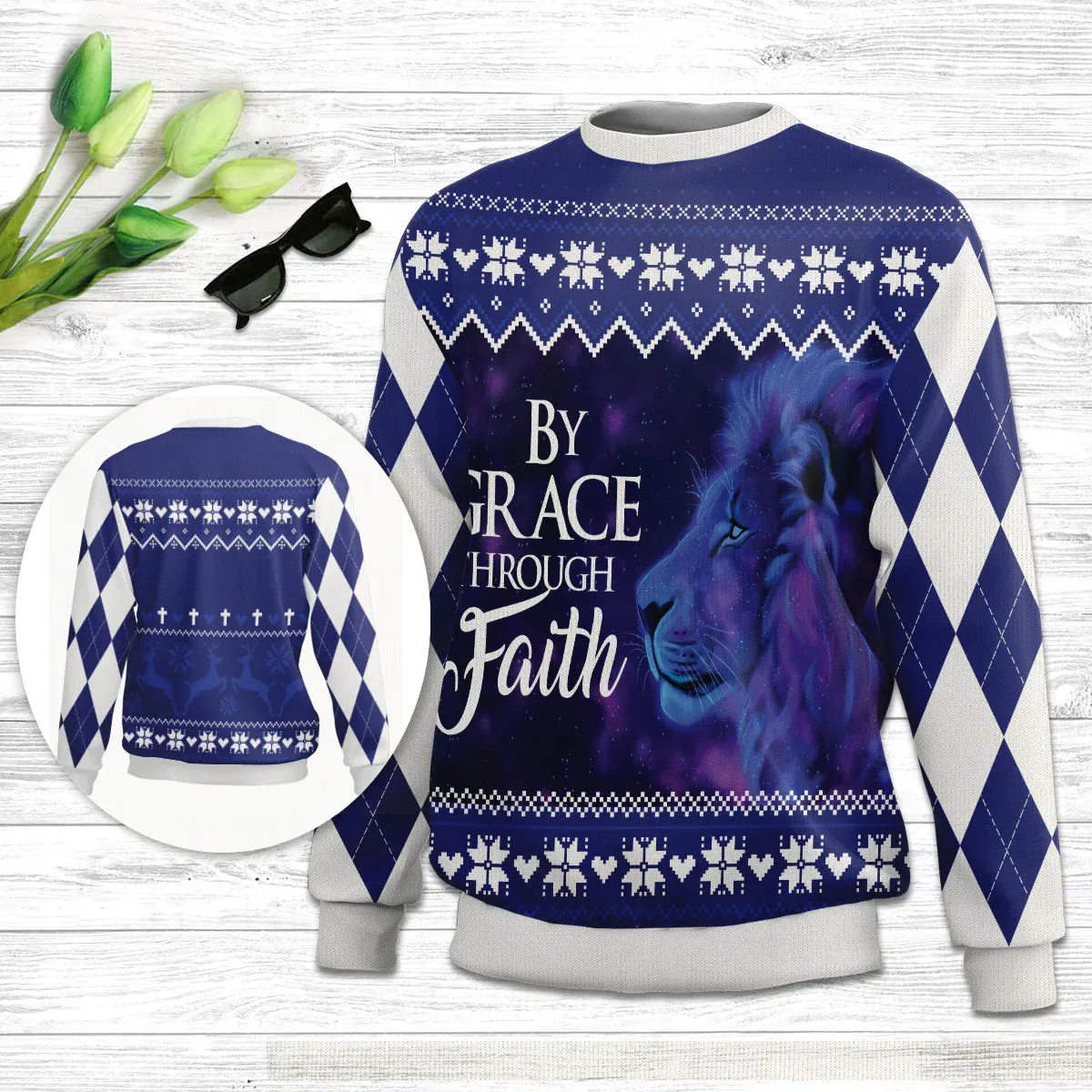 Christianartbag 3D Sweater, By Grace Through Faith Ephesians 2:8, Unisex Sweater, Christmas Gift.