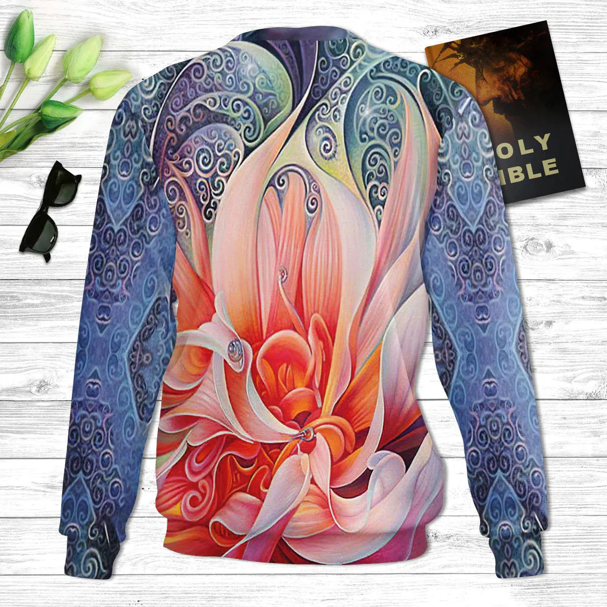 Christianartbag 3D Sweater, Faith Flower And Cross, Unisex Sweater, Christmas Gift.