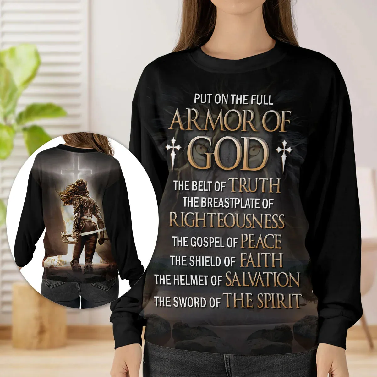 Christianartbag 3D Sweater, Put On The Full Armor Of GOD, Unisex Sweater, Christmas Gift.