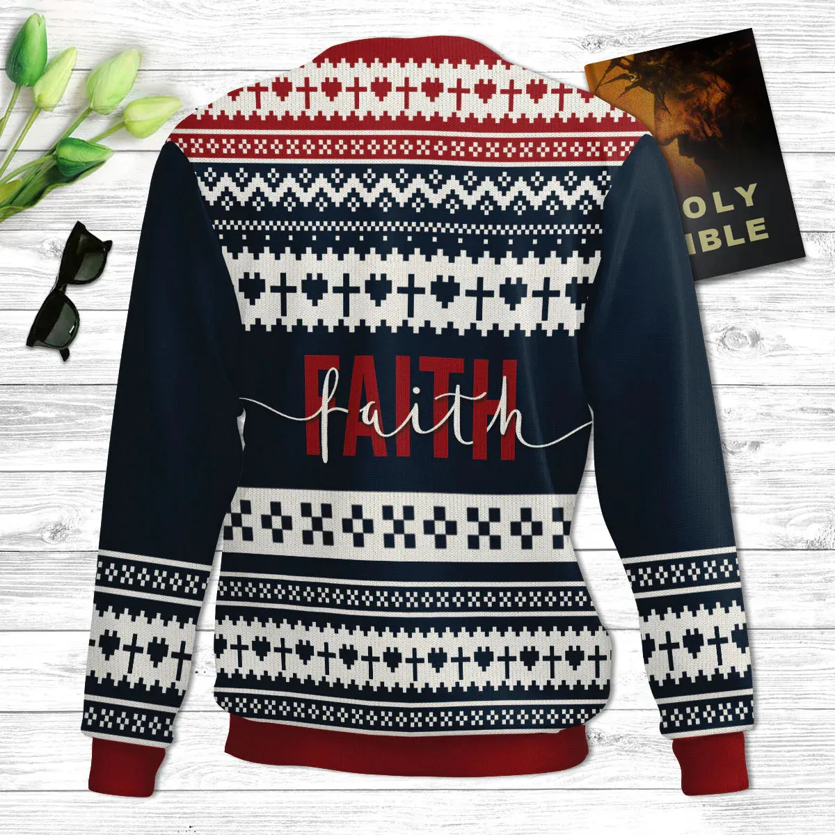 Christianartbag 3D Sweater, Walk By Faith, Not By Sight 2 Corinthians 5:7, Unisex Sweater, Christmas Gift.