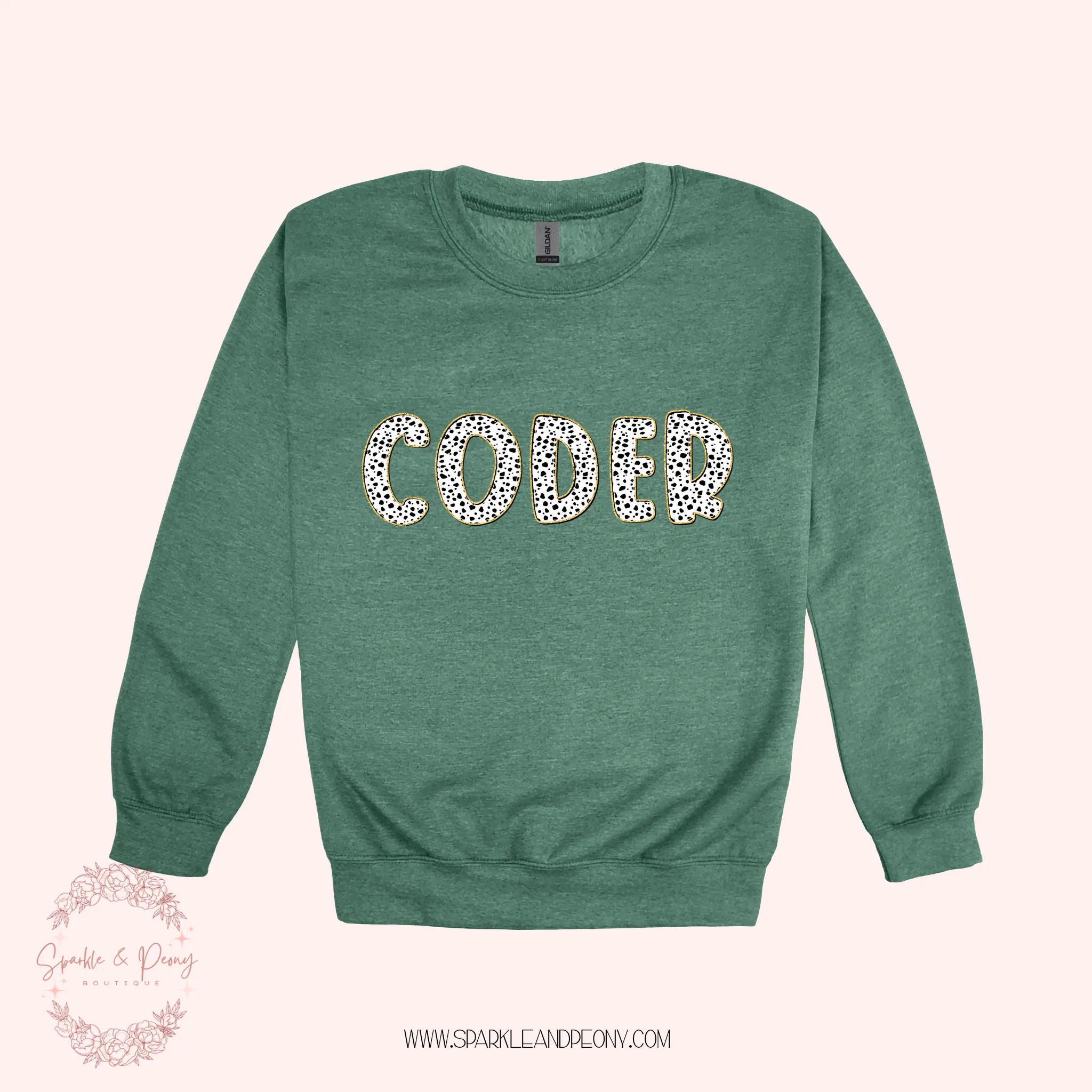 Coder bubble dalmatian spot graphic crewneck- adult sizes