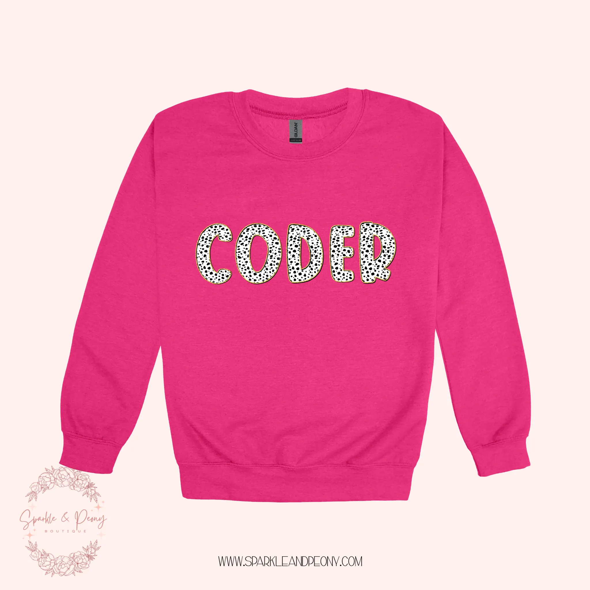 Coder bubble dalmatian spot graphic crewneck- adult sizes