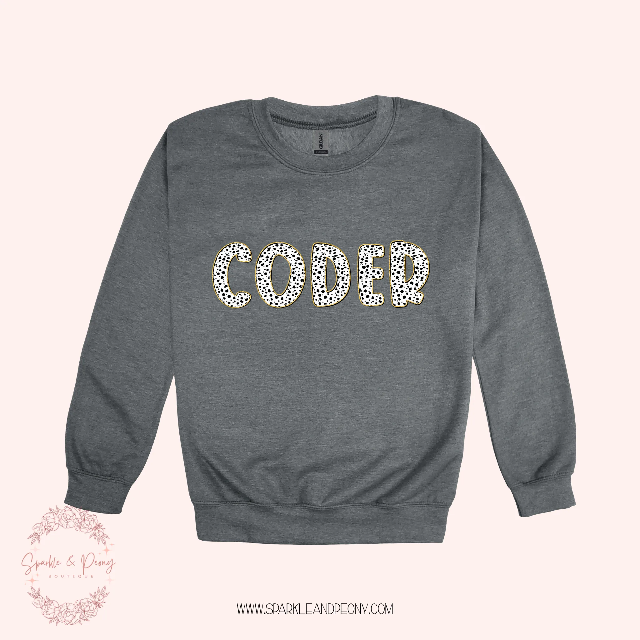 Coder bubble dalmatian spot graphic crewneck- adult sizes