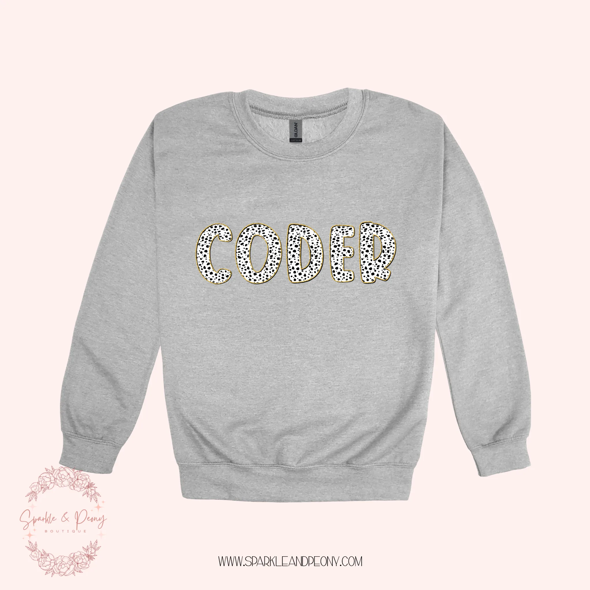 Coder bubble dalmatian spot graphic crewneck- adult sizes