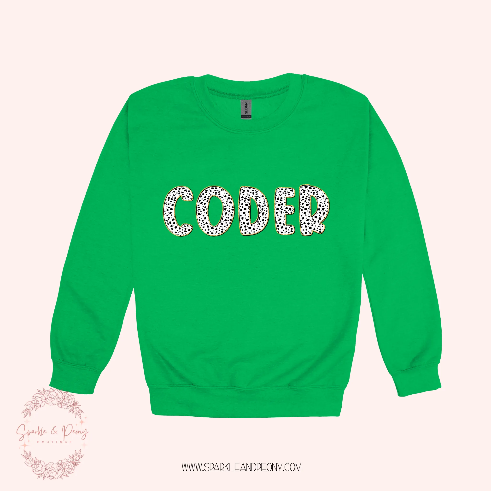Coder bubble dalmatian spot graphic crewneck- adult sizes