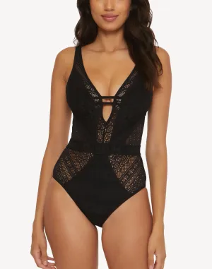 Colour Play Crochet Plunge One Piece