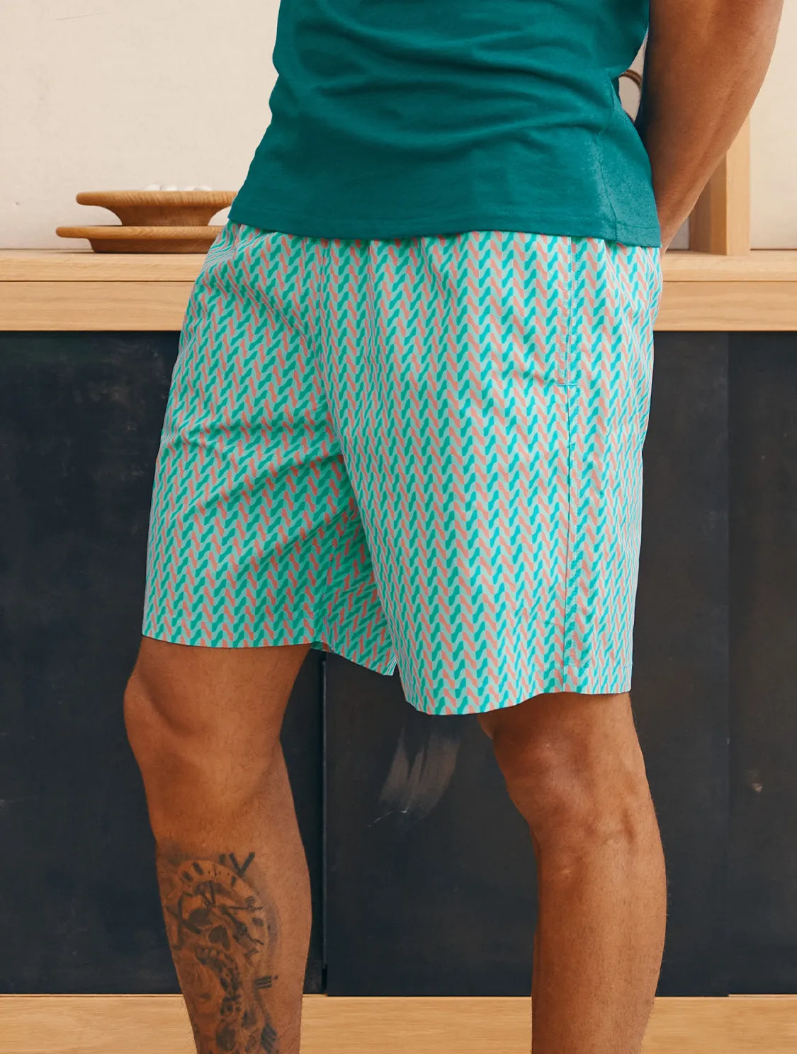 COPACABANA HERRINGBONE BOARD SWIM SHORTS