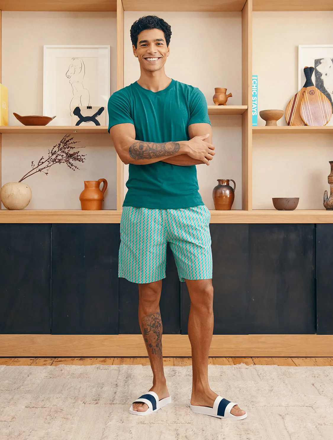 COPACABANA HERRINGBONE BOARD SWIM SHORTS