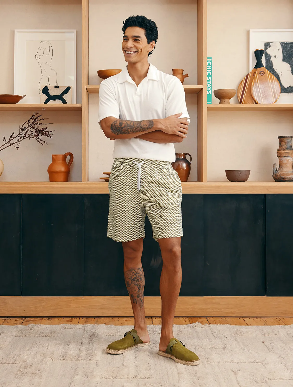 COPACABANA HERRINGBONE BOARD SWIM SHORTS