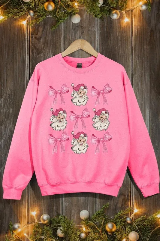 Coquette Pink Christmas Graphic Fleece Sweatshirts