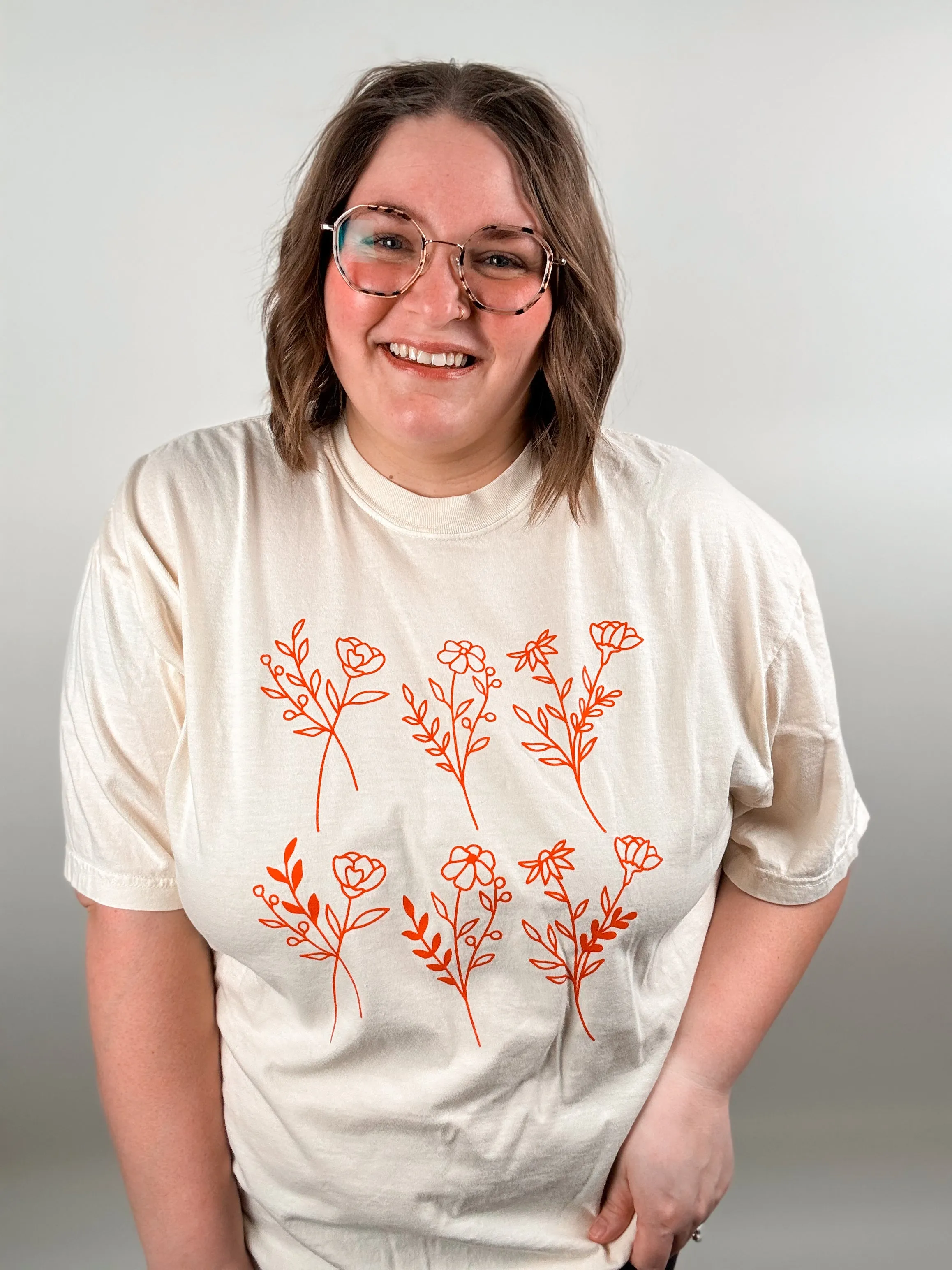 Coral Wildflowers Graphic Tee