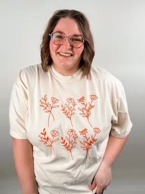 Coral Wildflowers Graphic Tee