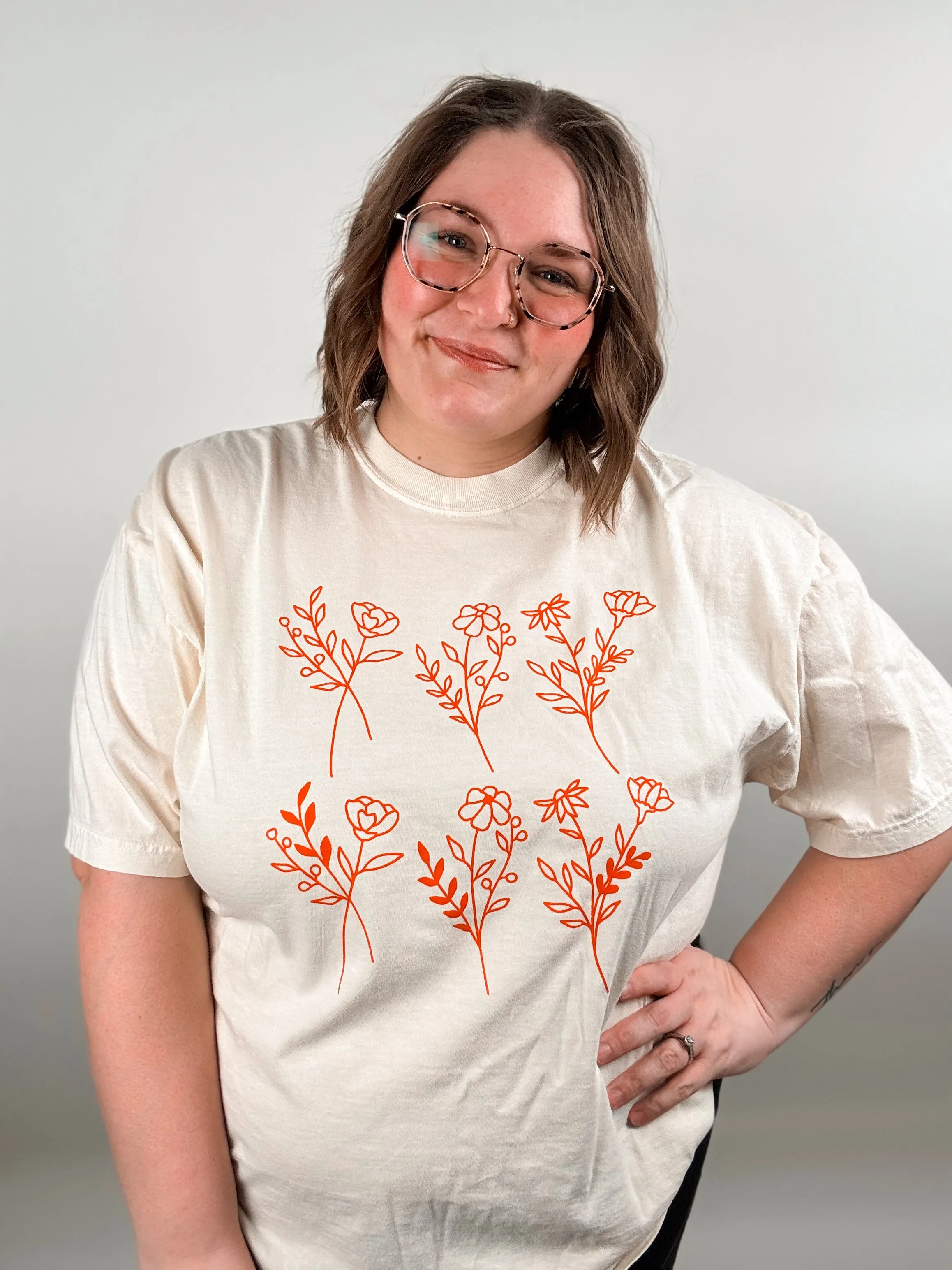 Coral Wildflowers Graphic Tee