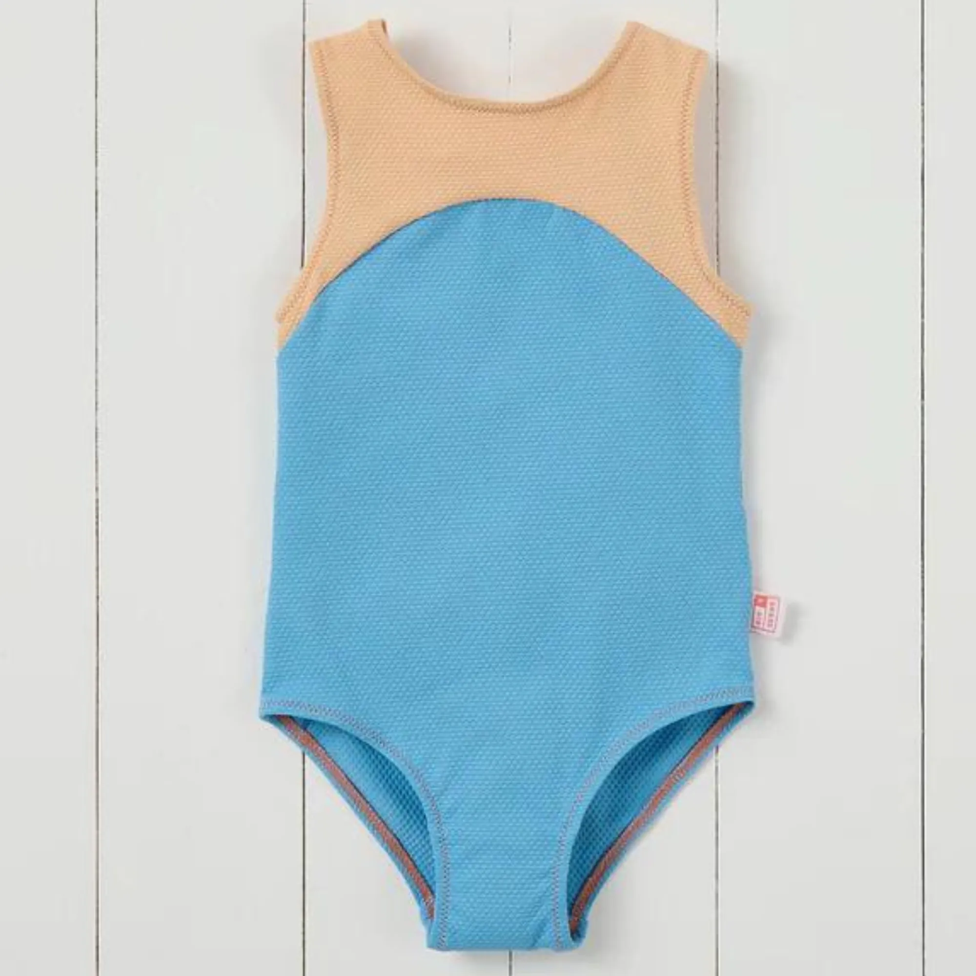 Cornflower Blue Ribbed Kids Swimsuit