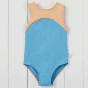 Cornflower Blue Ribbed Kids Swimsuit