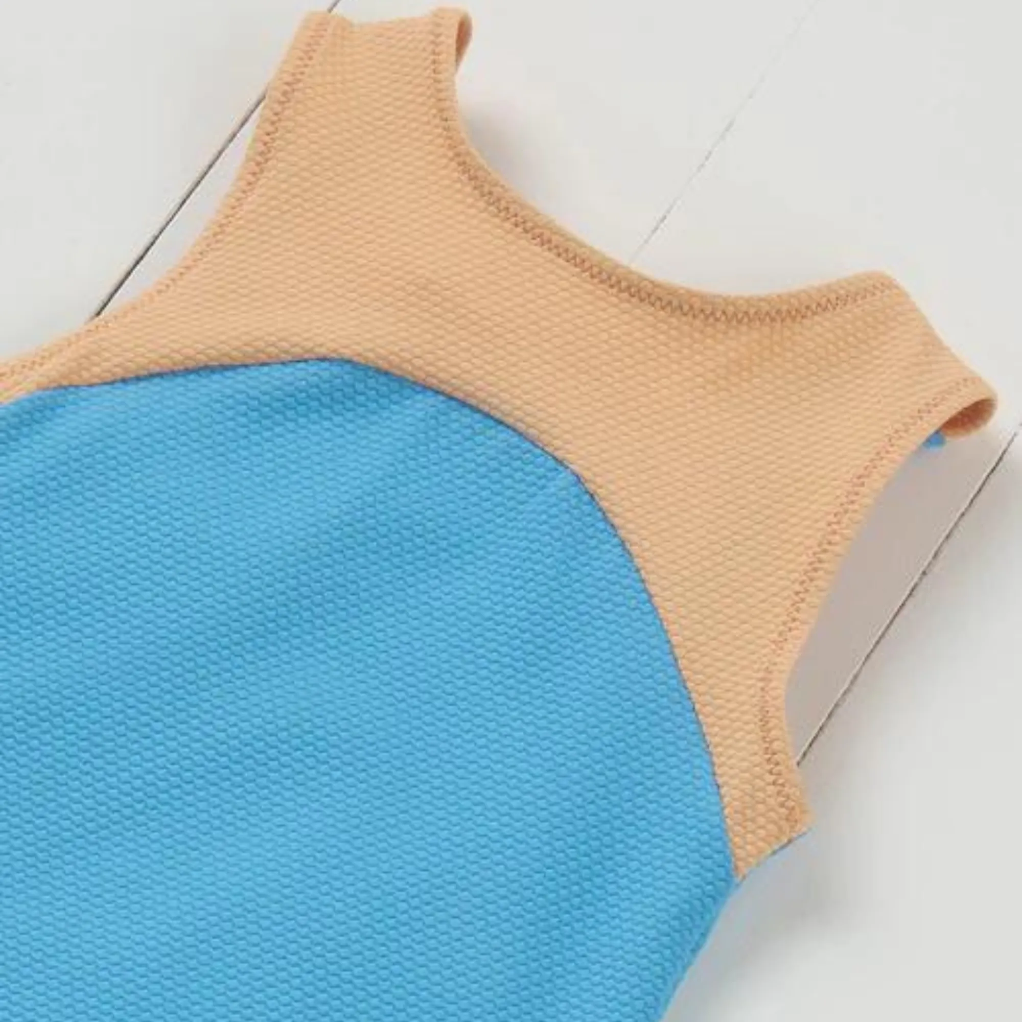 Cornflower Blue Ribbed Kids Swimsuit