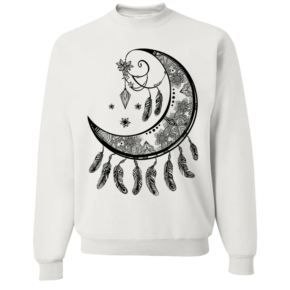 Crescent Moon Dreamcatcher Black Crewneck Sweatshirt