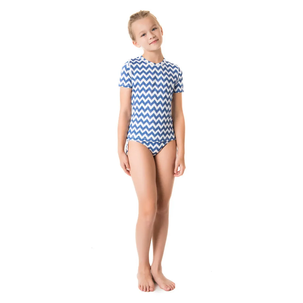 Crete Girls Rash Shirt Set - Indigo Blue