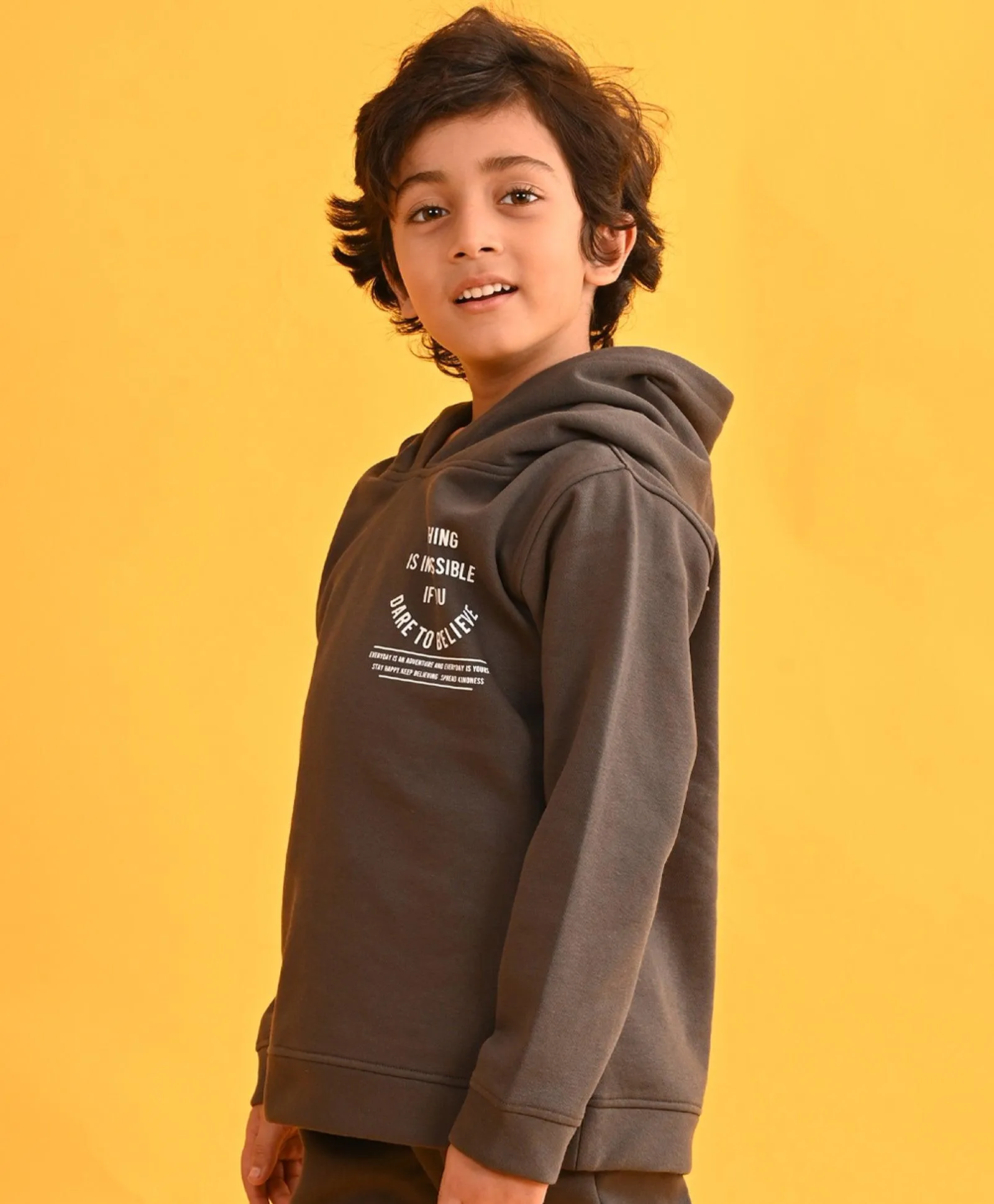 DARK GREY TMR FLEECE BOYS HOODIE - DARK GREY