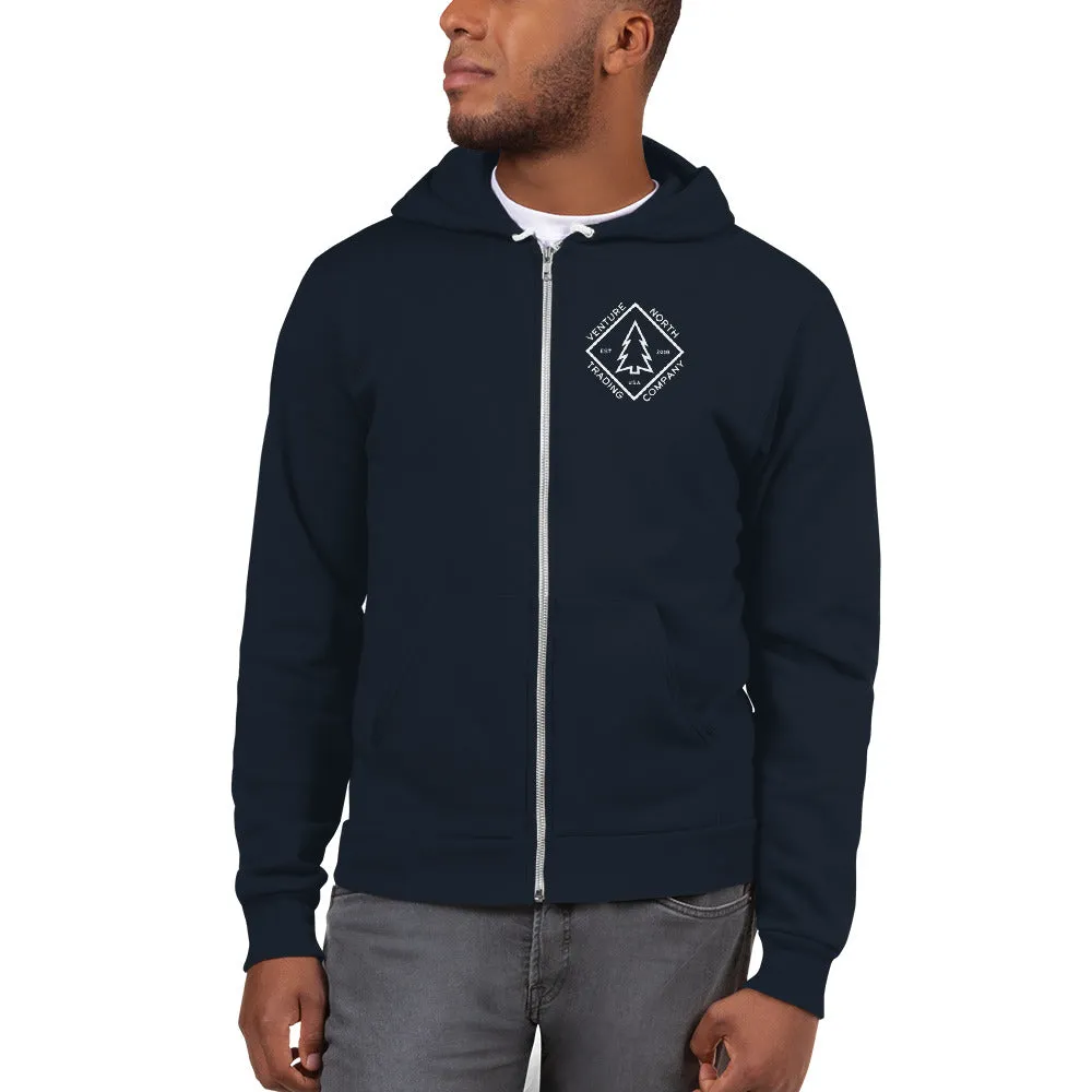 Diamond Zip Hoodie - White