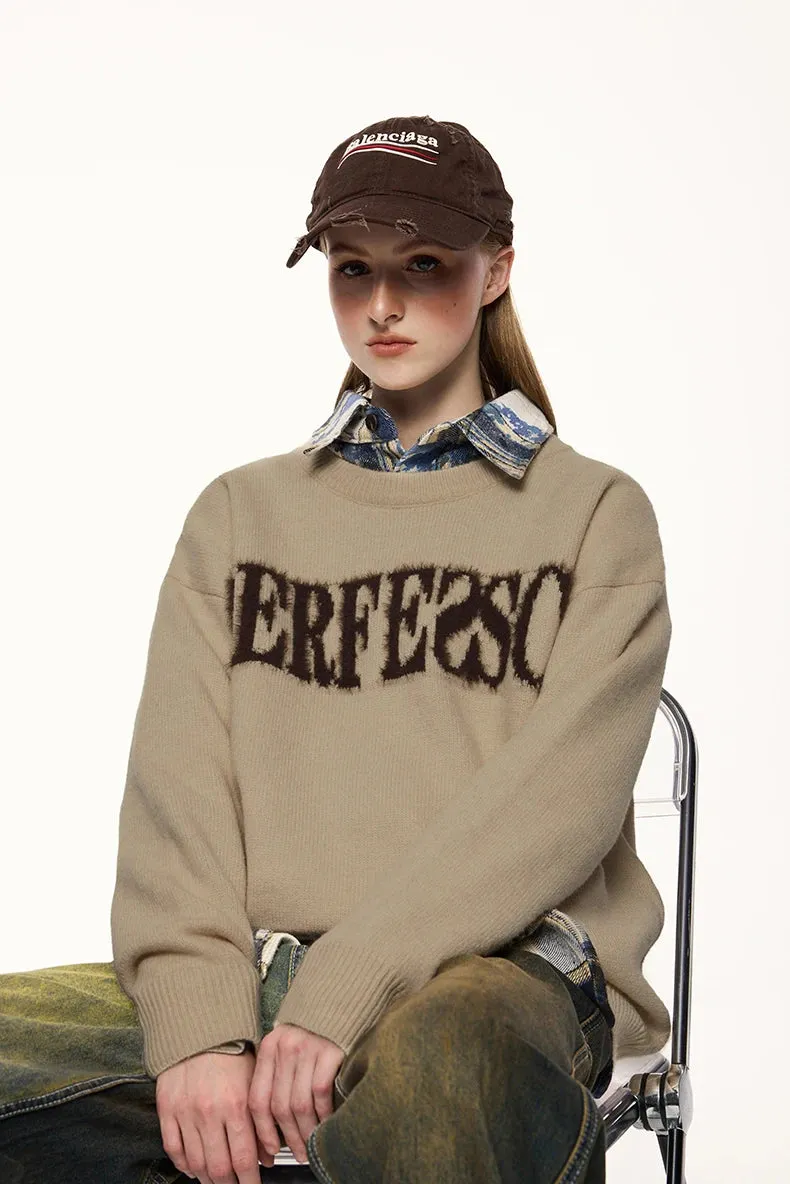 Distressed Lettered Sweater
