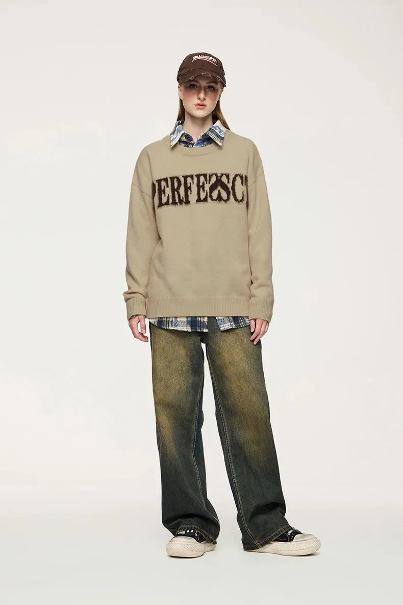 Distressed Lettered Sweater