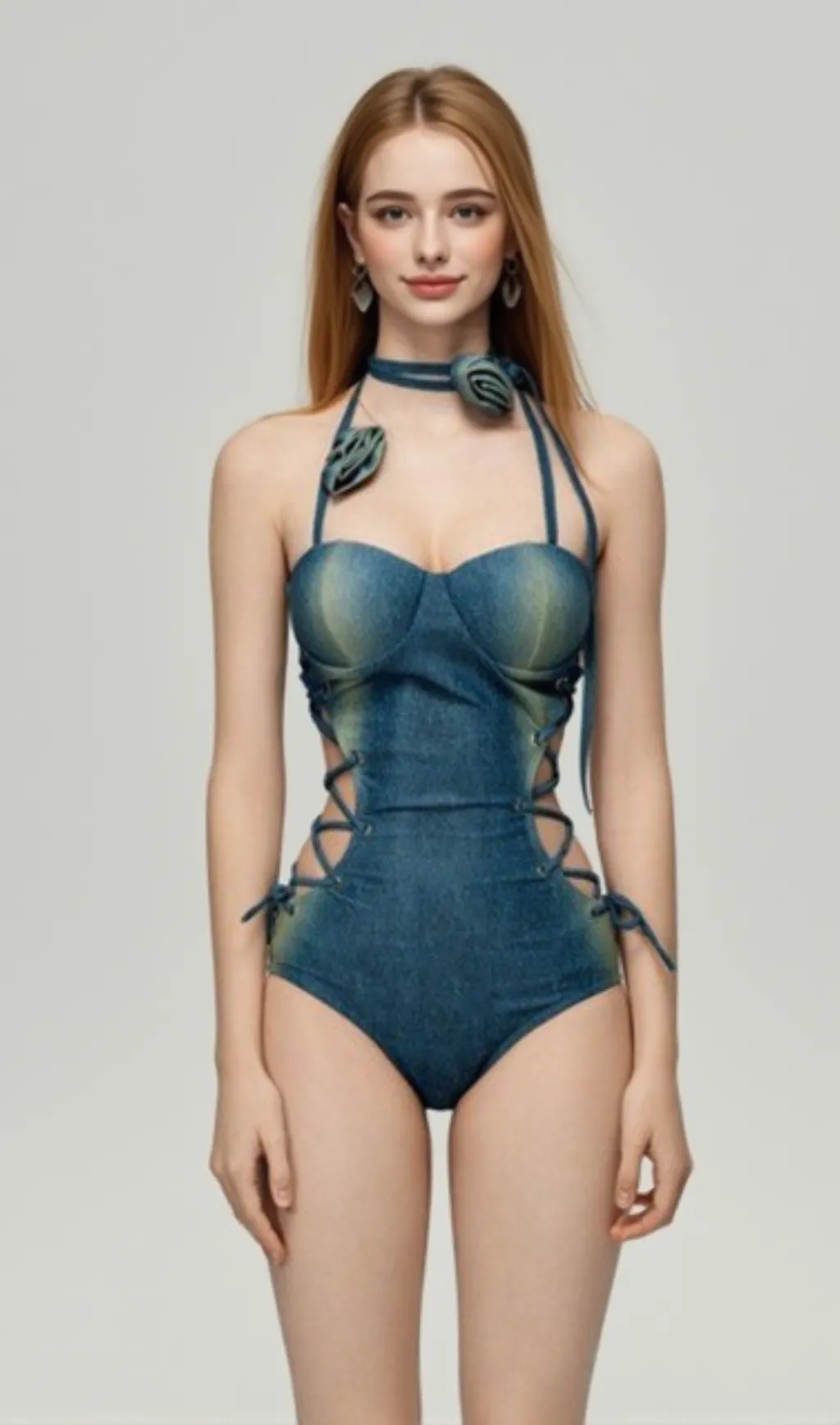 Dodger Denim Flower One-Piece Swimsuit