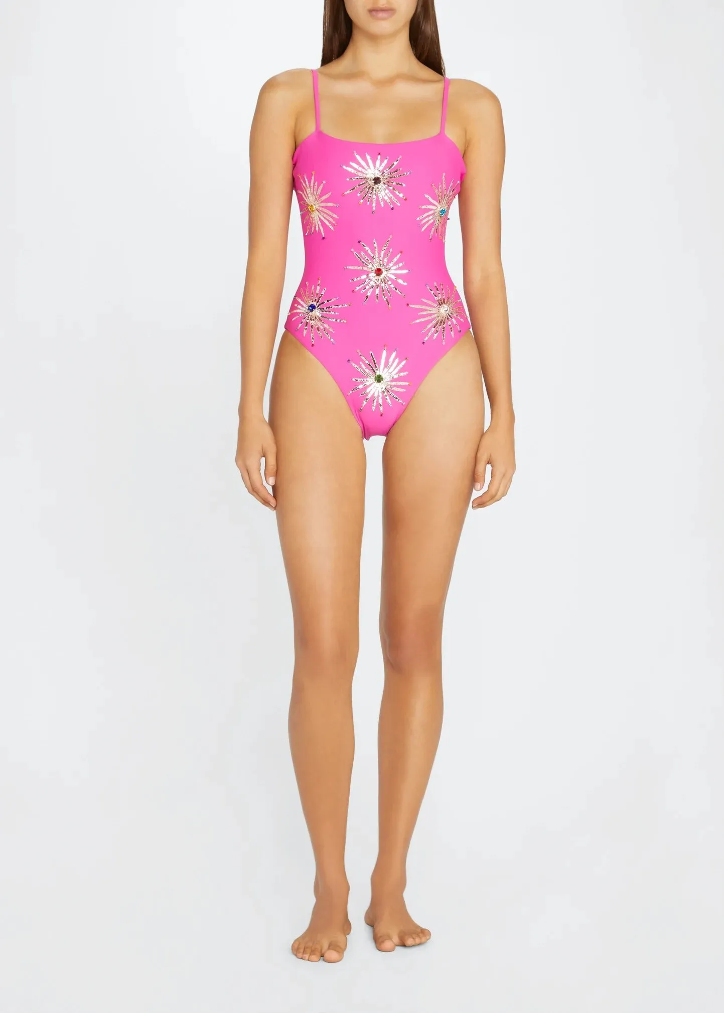 Dolly Two Strap Retro Fuschia Swimsuit Pink