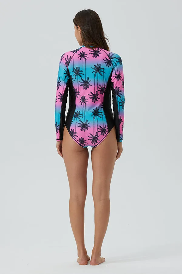 ECUPPER One Piece Rash Guard Zipper Front Surfing Swimwear